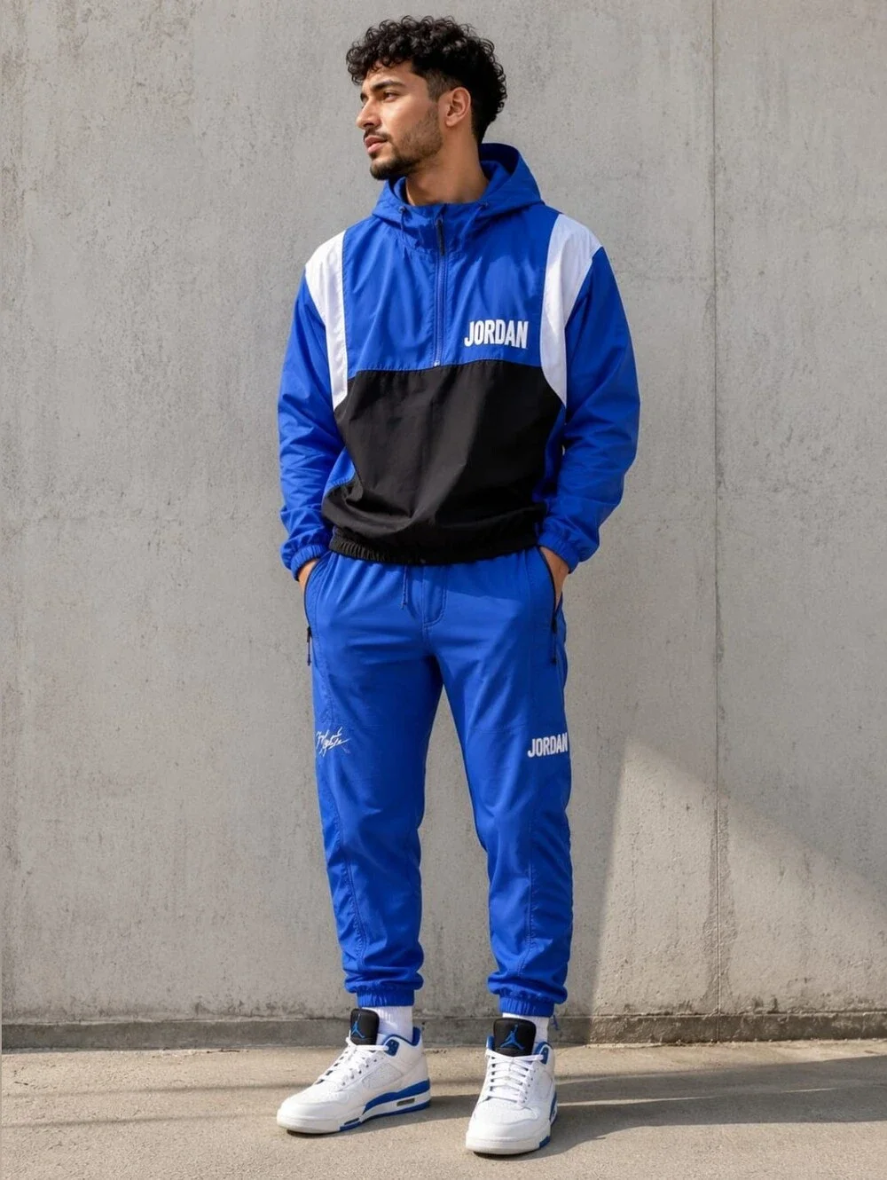 Nike Jordan Flight MVP Tracksuit Set Hooded Jacket & Pants Size L Blue